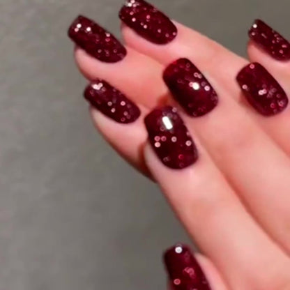 Gel Nail Polish 2-Piece Shattered-Flash Set in Silvery Red No.104 and No.105 Gilt Bottles for Nail Art