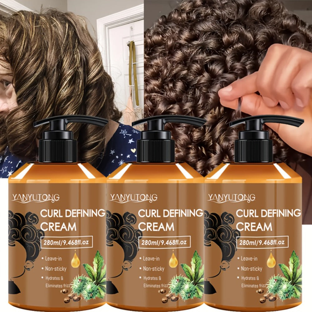 Curl Setting Cream with Castor Oil 280ml - Moisturizing Long-Lasting Curl Definition & Frizz Control, Non-Greasy Lightweight Formula for Wavy, Curly & Straight Hair, Women & Men