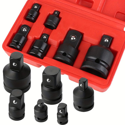 Impact Adapter & Reducer Set 6-Piece – 1/4" 3/8" 1/2" 3/4" Female-to-Male Air Square Drive Conversion Tool | Chrome Molybdenum Steel with Protective Cover | Auto Repair & Mechanical Work
