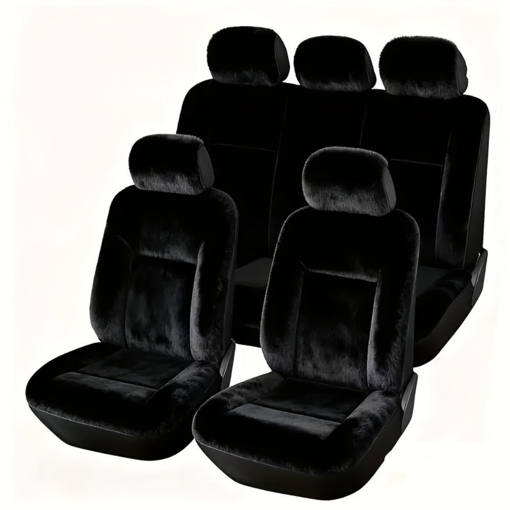 Car Seat Covers 5-Seat Plush Full-Wrap Set with Front and Rear Coverage in Seven Color Options