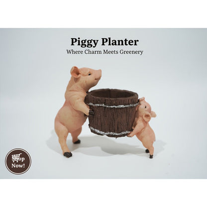 Bohemian Pig-Shaped Resin Planter - Cute Swine Succulent Vase with Root Base for Potted Plants, Herbs & Cacti | Boho Home Decor Resin Craft Gift
