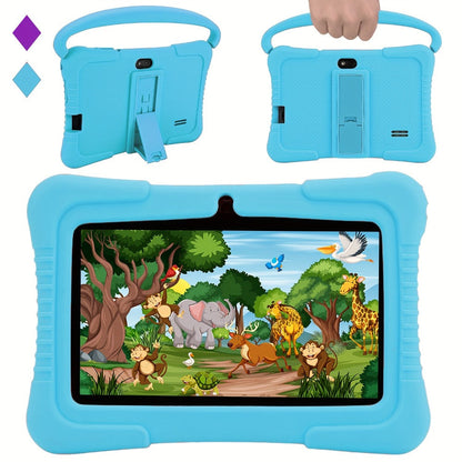 Kids Tablet 7 Inch Android 2GB RAM 16GB 32GB ROM 1TB Expandable WiFi Dual Camera Parental Control Educational Games Eye Protection Drop-Proof Silicone Case Tablet for Kids Toddlers – Pink Blue Purple Navy