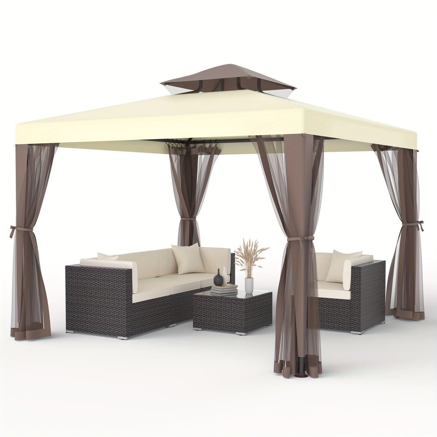 Gazebo Tent 10x10 FT Mosquito Netting Quick Setup Outdoor Canopy