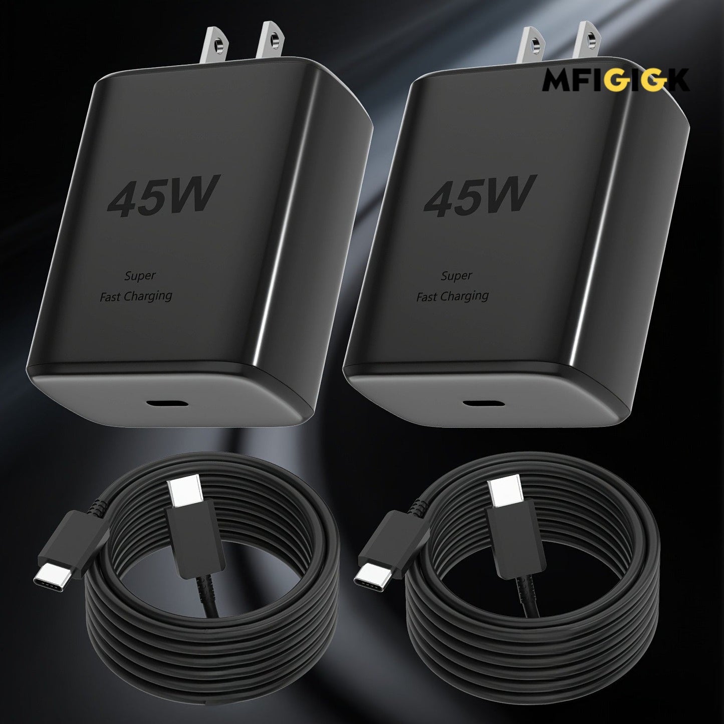 45W Samsung Super Fast Charger 2-Pack USB-C Wall Charging Block – Super Fast Charging 2.0 for Galaxy S25 S24 S23 S22 S21 S20 Note 20 10 Z Fold Z Flip – PD Fast Charge Adapter for iPhone 16 15 Pro Max
