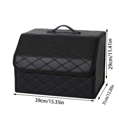 Car Trunk Organizer, Foldable Faux Leather Bow-Detail Box in 30L or 35L Size with Pink and Black Options