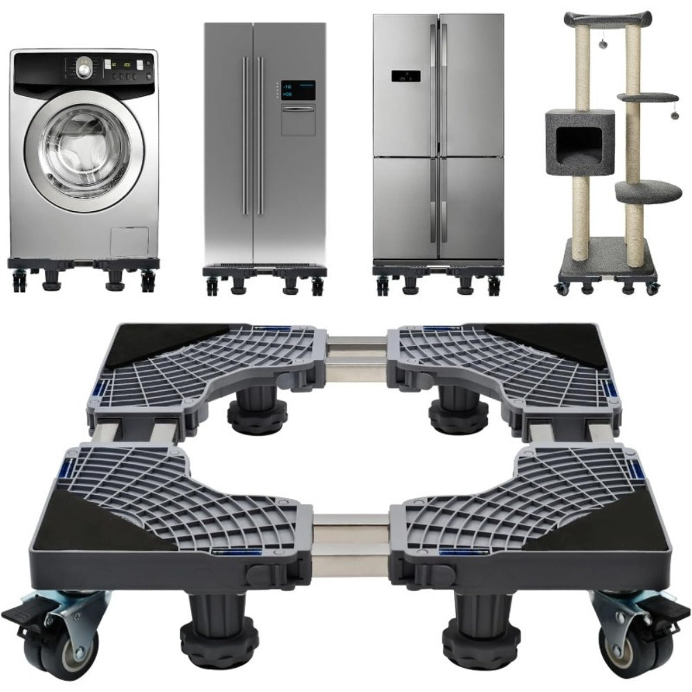 Adjustable Appliance Base Stand in Gray with Four Locking Swivel Wheels, Four Feet and 45.5–70 cm Range