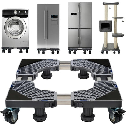 Adjustable Appliance Base Stand in Gray with Four Locking Swivel Wheels, Four Feet and 45.5–70 cm Range