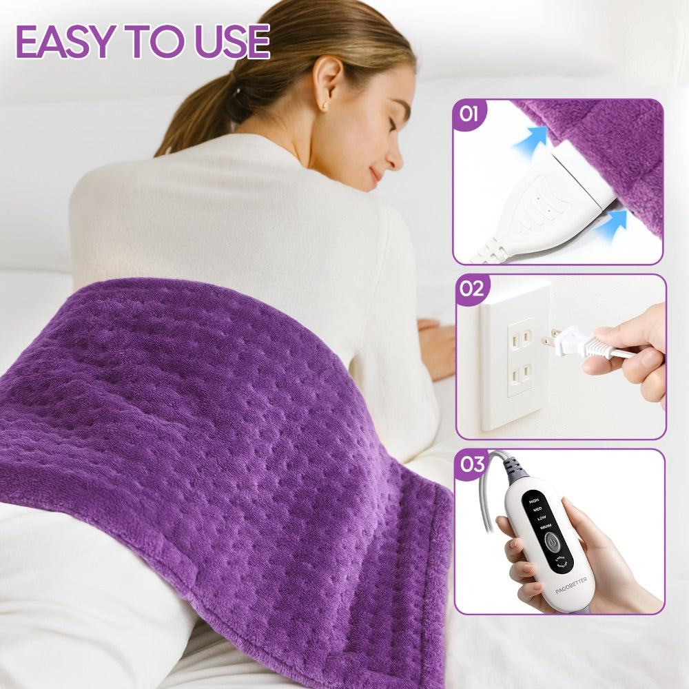 Heating Pad for Back & Neck Pain Relief – Ultra Soft Flannel, Fast Heating, Dry & Moist Heat, Auto Shut-Off, Machine Washable (Small 12x15in / Standard 12x24in / Large 17x33in)