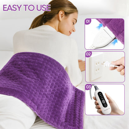 Heating Pad for Back & Neck Pain Relief – Ultra Soft Flannel, Fast Heating, Dry & Moist Heat, Auto Shut-Off, Machine Washable (Small 12x15in / Standard 12x24in / Large 17x33in)
