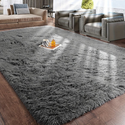Shaggy Area Rug Soft Plush Fuzzy Carpet Non-Slip Tie-Dye Design for Bedroom Living Room Nursery Dorm — Pet Friendly Machine Washable Multiple Sizes & Colors