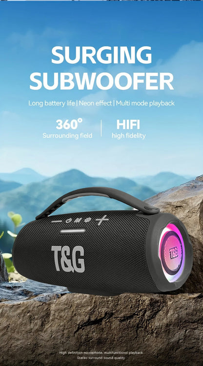 Portable Bluetooth Speaker TG418 with 3000mAh Battery, EQ, LED Lights, Type-C, TF, USB and AUX