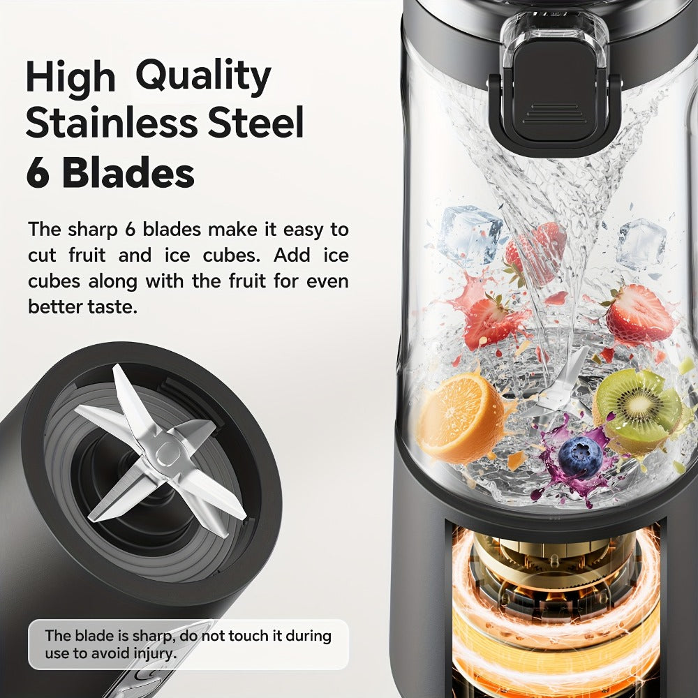 Portable Blender with Clear Cylindrical Cup, Digital Timer Display, Flip-Up Handle and Three Color Options
