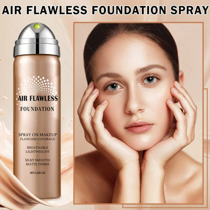 Spray Liquid Foundation and Flat-Top Brush Set with Matte Finish and Eight Numbered Shades