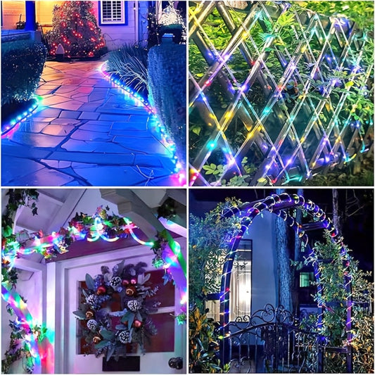 Solar Rope Lights Outdoor 33FT 100LED RGB – 8 Modes IP65 Waterproof String Lights for Garden, Patio, Party & Holiday Decor