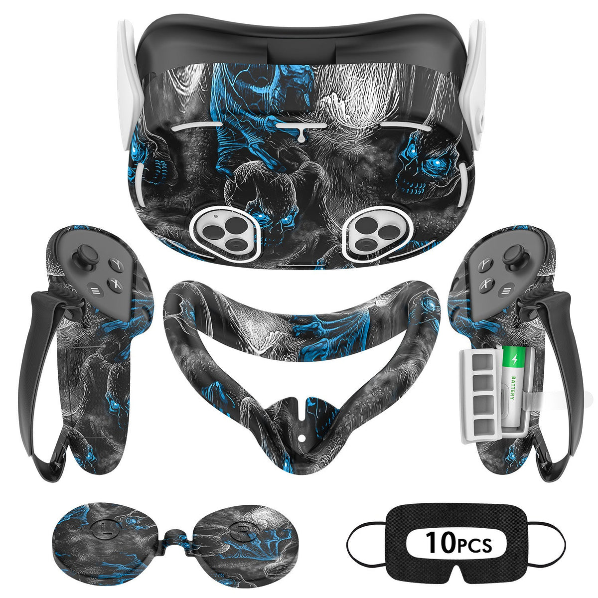 Meta Quest 3S Silicone Cover Set - VR Face Cover Shell Controller Grip Case Camera Lens Protector for an Everyday Personal Care Routine