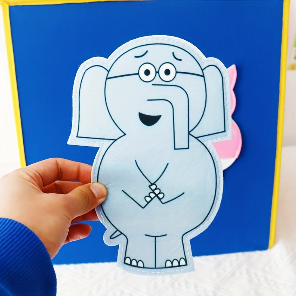 Elephant and Piggie Hand Puppets Plush Stuffed Animal Props for Storytelling, Classroom Teaching & Role Play, Interactive Read-Aloud Toy for Kids Toddlers, Birthday Gift – Pink Animal & Baby Elephant