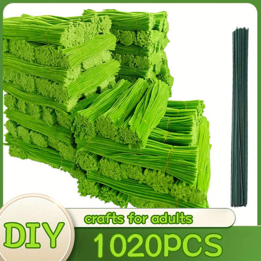 Pipe Cleaners 1020pcs Chenille Stems 20 Colors – Upgraded Thick Fuzzy Sticks with Patterned Rods for Kids Adults Teachers, DIY Arts & Crafts Supplies Bulk Set Birthday Christmas Gift