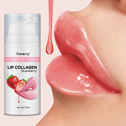 30g / 1.05oz Fumerry Lip Collagen Strawberry-Labeled Pump Bottle with Pink Applicator and 9.7cm Height