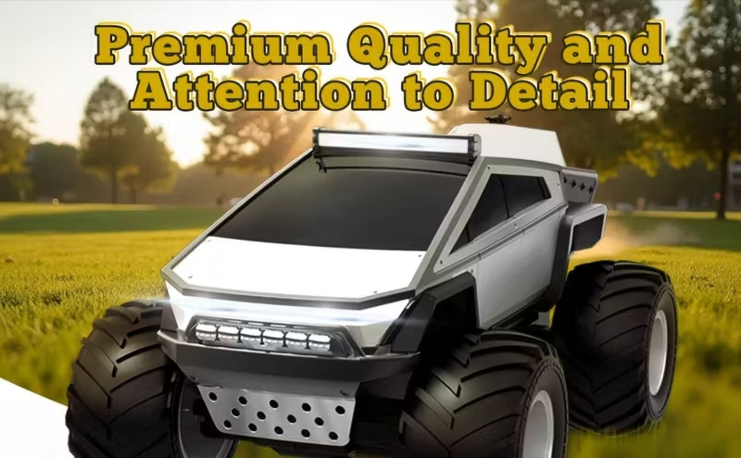 1:12 Scale RC Monster Truck 4WD All-Terrain – Remote Control Cybertruck & Pickup Truck with LED Lights & Sound Effects, 2.4GHz Rechargeable RC Car Gift for Boys Ages 6 7 8 9 10 Birthday Christmas