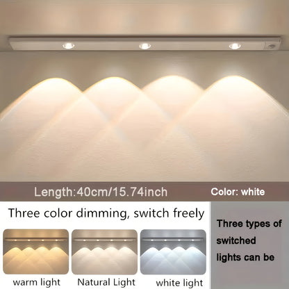 Motion Sensor Cabinet LED Strip Light USB Rechargeable 1400mAh - 3 Color Dimmable Wireless for Home Cooking, Dining and Outdoor Meals