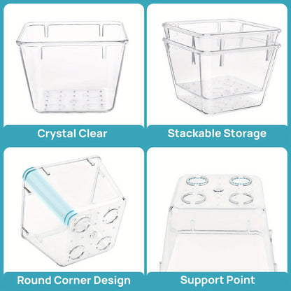 Drawer Storage Organizer Set 60-Piece Clear Plastic Bins in Four Sizes for Desk, Kitchen or Office