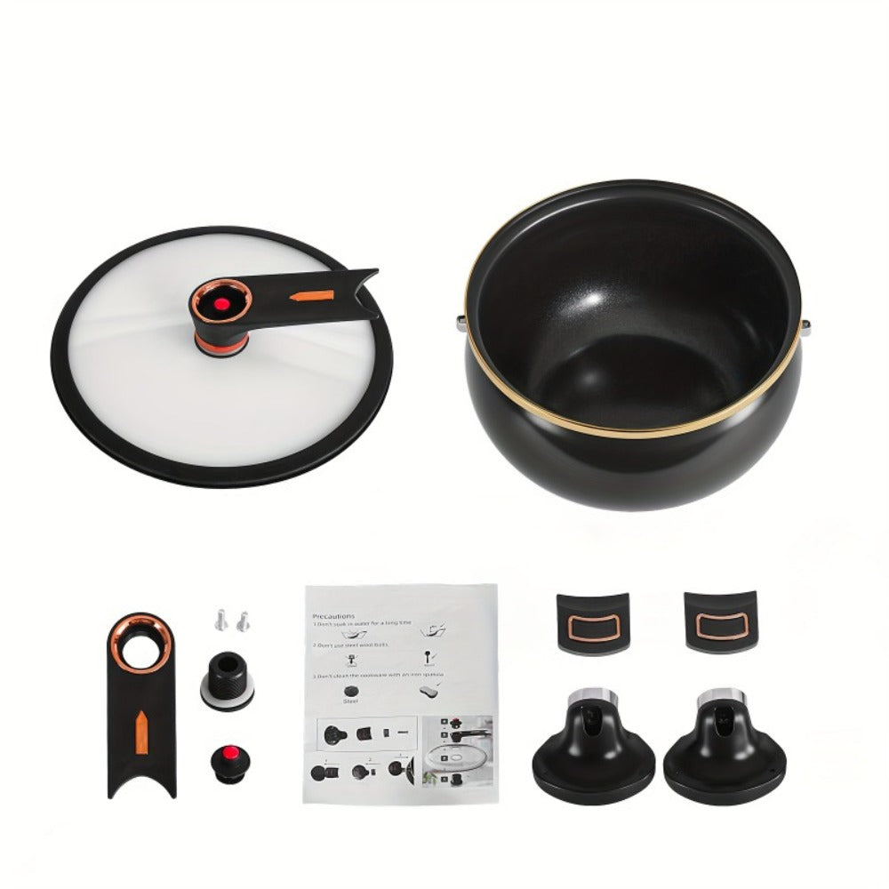 Nonstick Soup Pot Large Capacity 1.85 Gallon Twist Lock Handle Cooking Pot for Gas Stove Induction Cooker Open Flame Multifunctional Stew Pot for Home Restaurant Orange