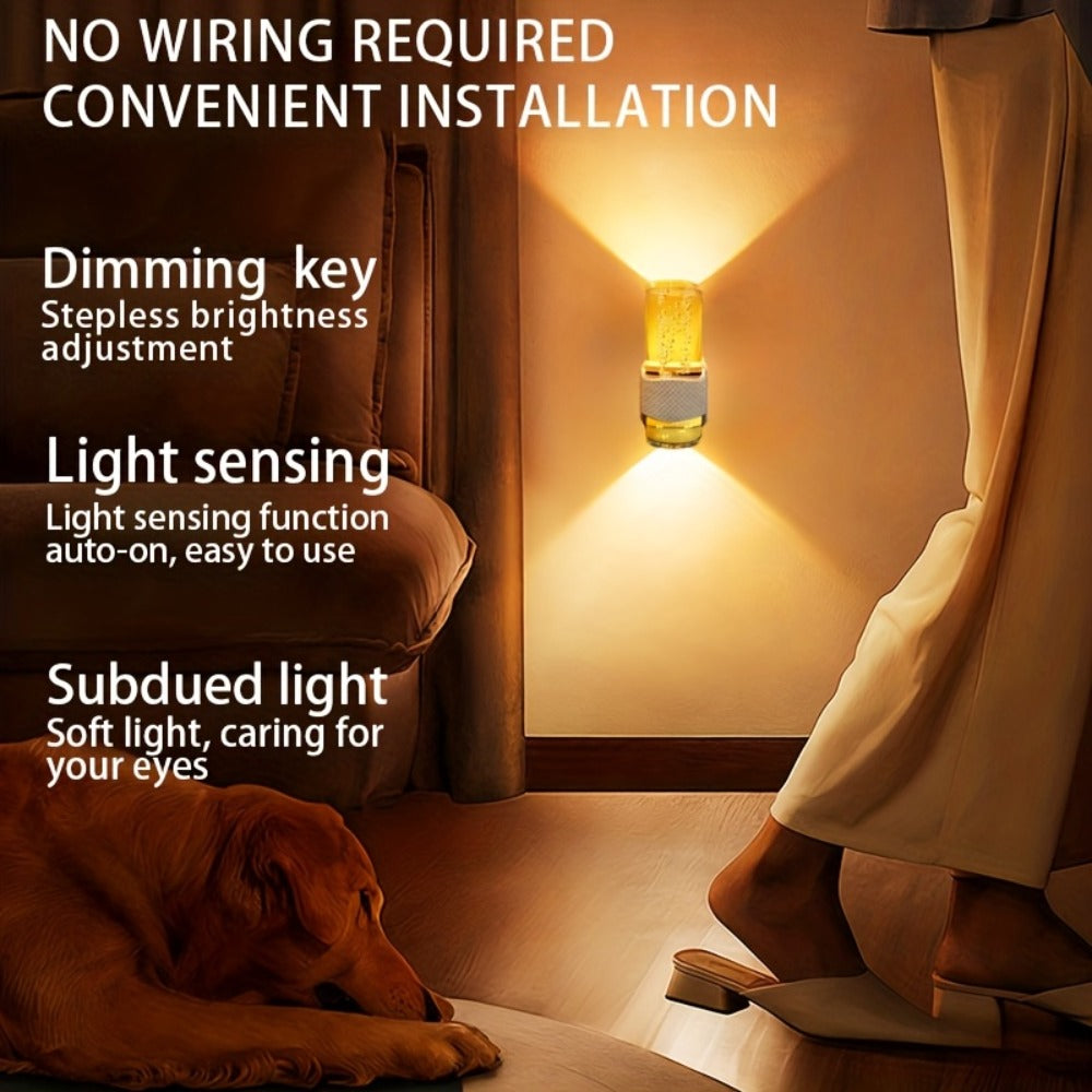LED Night Light Plug In Wall, Dimmable 3000K Warm White Night Lights with Auto Light Sensor, Adjustable Brightness Modern Plug-In Night Light for Hallway Bedroom Bathroom Kids Room, 2 Pack