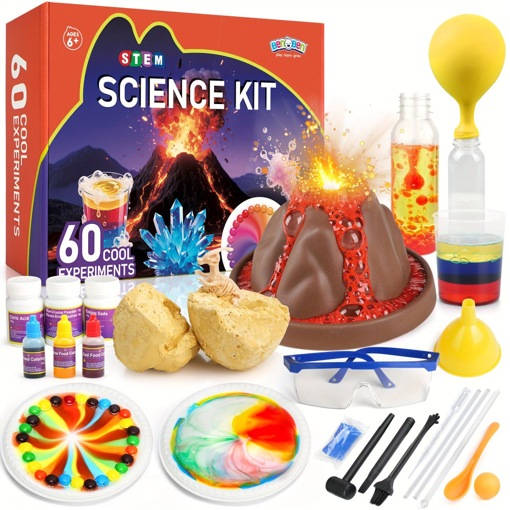 STEM Science Kit for Kids Ages 6-12 – 60 80 105 Lab Experiments, Chemistry Set with Crystal Growing & Chemical Reactions, Educational Science Toy Gift for Boys Girls 6 7 8 9 10 11 12 Year Old