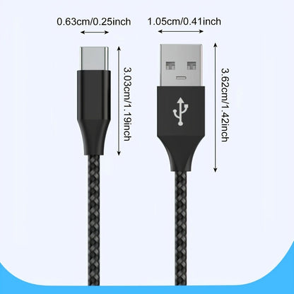 5-Pack USB-C Cable Nylon Braided Fast Charging, Multi-Length 3.3/3.3/6.6/6.6/10ft, Compatible with iPhone 15 16 Pro Max, iPad Pro, Samsung Galaxy Tab S9, Google Pixel, LG, Sony, OnePlus, Black & White