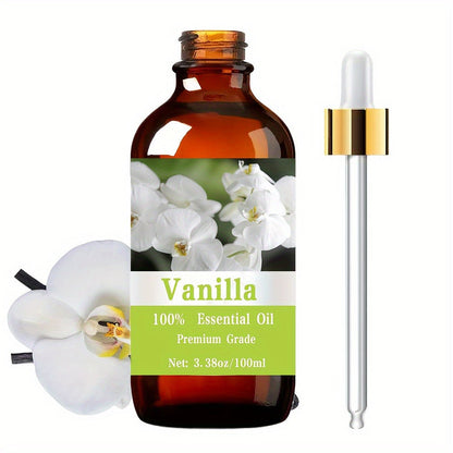 Essential Oil Vanilla Warm Sweet Aroma in 100ml Bottle for Diluted Topical, Diffuser and Humidifier Use