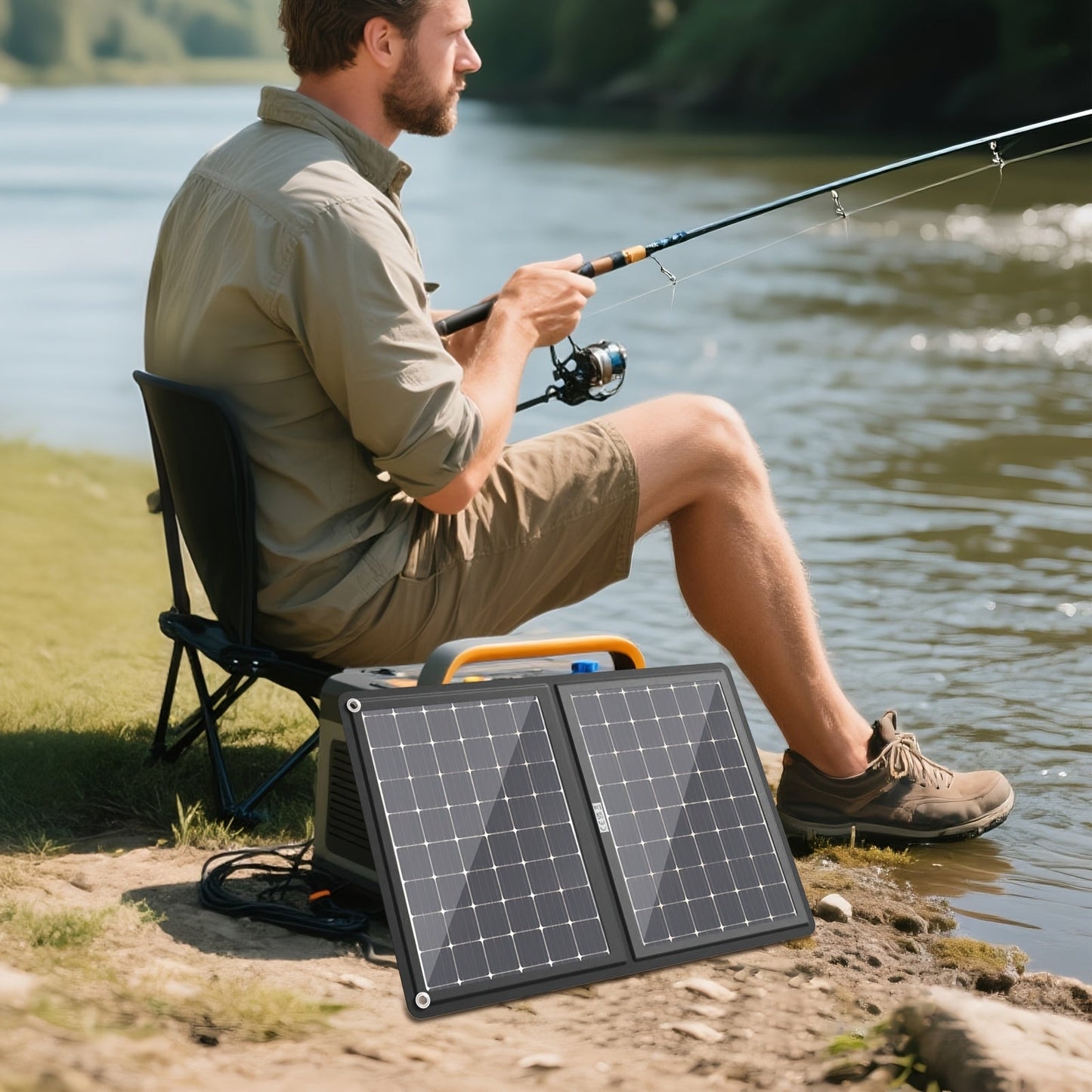 Solar Panel Charger | Foldable Portable Camping RV Power Station Laptop