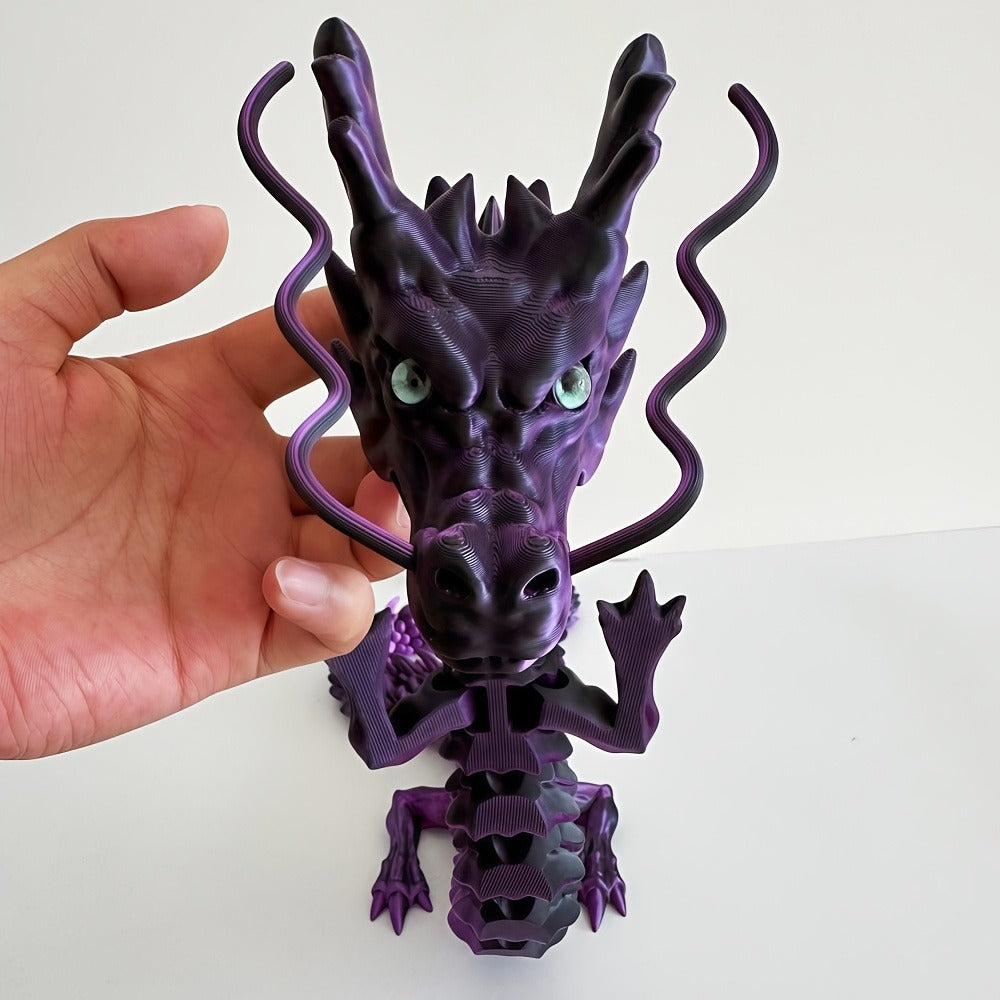 Articulated Dragon Figurine in Black and Red or Black and Purple with Three Exact Head Styles