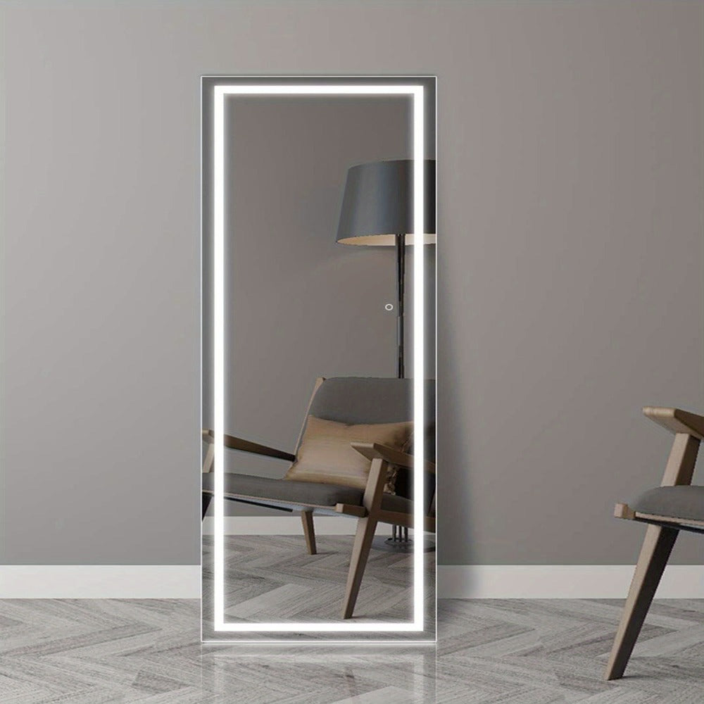 LED Full Length Mirror with Lights, Touch Control Lighted Full Body Mirror for Entryways, Bedrooms and Living Spaces