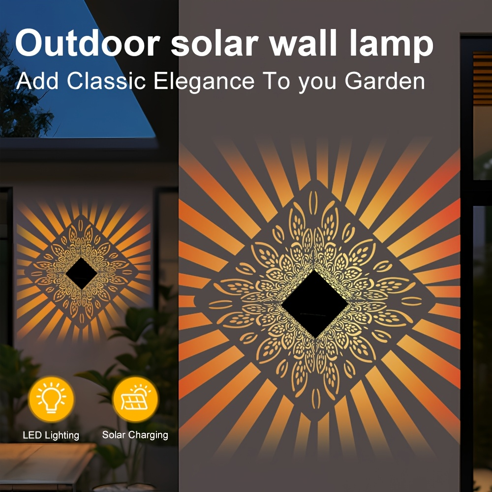 Solar Fence Lights Outdoor - Metal Step Wall Light for Garden Pillar Patio Courtyard Multicolor & Warm LED Decor