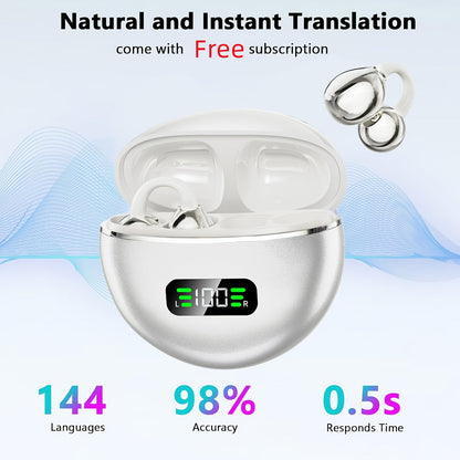 Open-Ear Clip Earphones Bluetooth 5.4 Wireless Earbuds for Glasses Wearers Small Ears Low Latency HD Calls All-Day Comfort Clip-On Open Ear Headphones Purple Black White