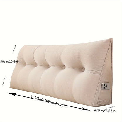 Triangular Wedge Pillow Bed Headrest Backrest Cushion – Quilted Removable Washable Cover Medium Firm Support for Sofa Tatami Reading