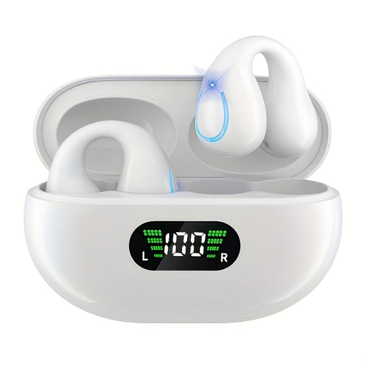 Open Ear Wireless Earphones Bluetooth 6.0, 360° Ambient Awareness, ENC Crystal-Clear Calls, Touch Control, LED Digital Charging Case with Real-Time Battery Display - Sport TWS Earbuds for Fitness & Outdoor Use