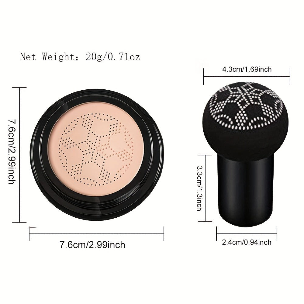 Mushroom Head Air Cushion Foundation 2pcs BB CC Cream Set Hydrating Waterproof Buildable Coverage Pore Invisible Long Lasting Natural Dewy Finish Face Makeup for Women