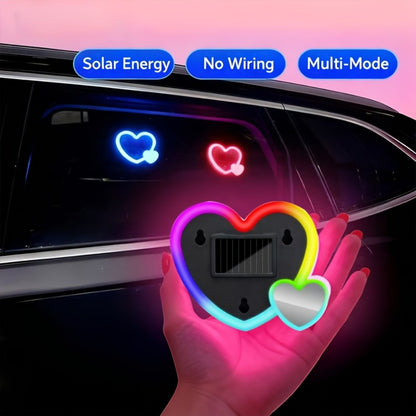 Car Interior Neon Heart Lights Solar USB Rechargeable 5 Lighting Modes Vibration-Sensing Auto On/Off Dashboard Decoration for Cars Trucks SUVs, 2pcs Set Iridescent Pink Blue Red Ice Blue Gift