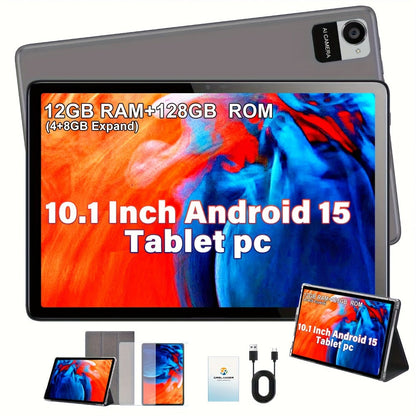 CRELANDER 10.1 Inch Android 15 Tablet 2-in-1 with Wireless Keyboard, Mouse, Case & Stylus | 128GB ROM 12GB RAM 1TB Expandable, Quad Core, Dual Camera, 2.4+5G Wi-Fi, IPS HD Display, GMS Certified