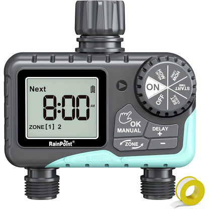 2-Zone Sprinkler Timer Programmable Faucet Irrigation Controller for Lawn & Yard