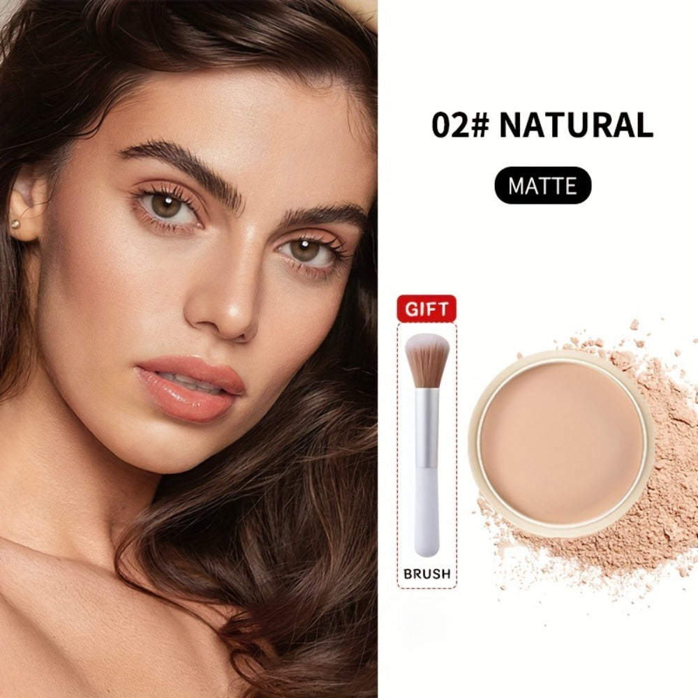 Oil Control Setting Powder Kit with Concealer Puff & Brush — Wet & Dry Dual Formula, Water-Resistant extended-wear Matte Finish Face