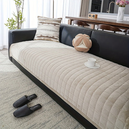 Plush Sofa Cushion Cover in Coffee, Gray or White with Two-, Three- and Four-Seat Size Options