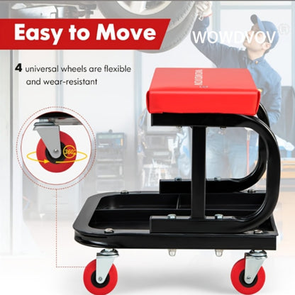 Mechanic Creeper 3-in-1 Z-Shape – 500 lb Capacity Foldable Garage Repair Stool, Lying Sitting Leaning Rolling Creeper with 6 Wheel Rollers for Auto Repair