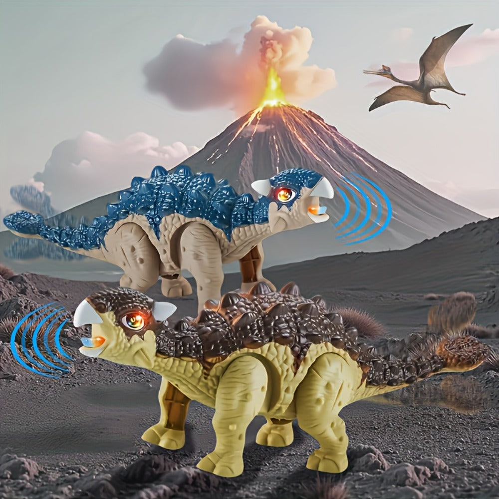 Ankylosaurus Dinosaur Toy That Walks & Roars – Electric Auto-Walk Dino with Roaring Sound Lightweight Kids Toy for Boys Girls Ages 3+ Birthday Halloween Christmas Gift