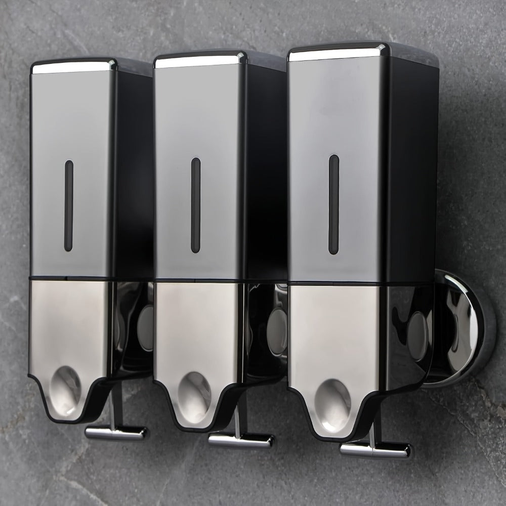 Three-Bottle Wall-Mounted Soap Dispenser Set with 16.91 oz 500 ml Source Capacity in Five Finish Options