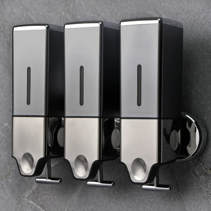 Three-Bottle Wall-Mounted Soap Dispenser Set with 16.91 oz 500 ml Source Capacity in Five Finish Options