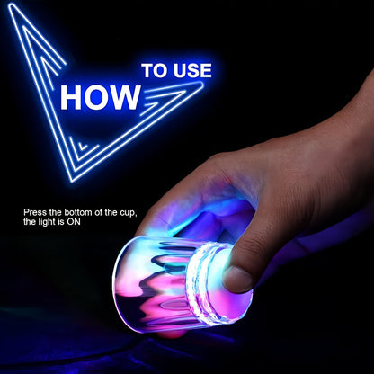 LED Light-Up Party Cup Set with 12 or 15 Short 2 oz Plastic Tumblers in Mixed Color Designs