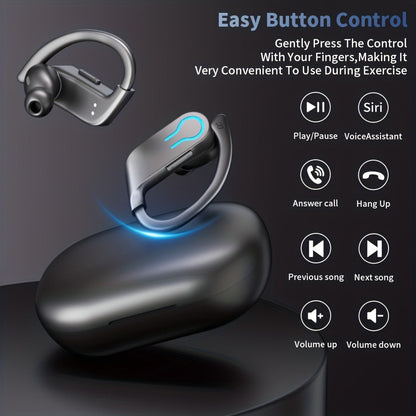 Wireless Earbuds TWS Earhooks with Semi-Open Back, ENC Calls, LED Case and Touch Volume in Two Colors