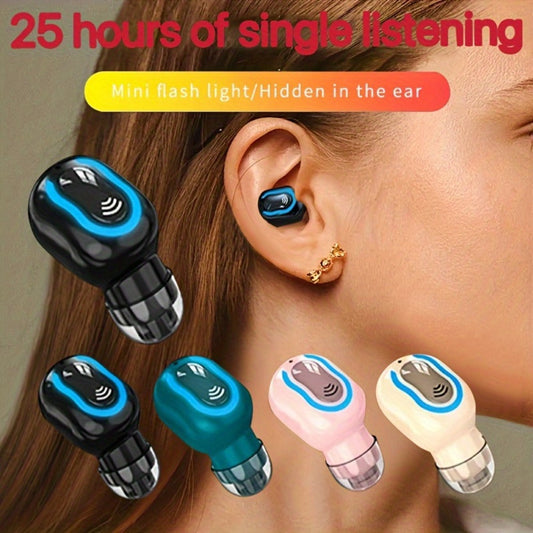 Mini Invisible Wireless Earphone Long Standby Condenser Microphone In-Ear Sport Headset for Running Gym Cycling Exercise iOS Android Black Green Beige Pink